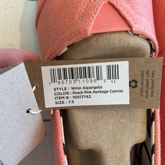 Tom’s Alpargata Shell Pink Heritage Canvas 7.5 NWT - Picture 5 of 10